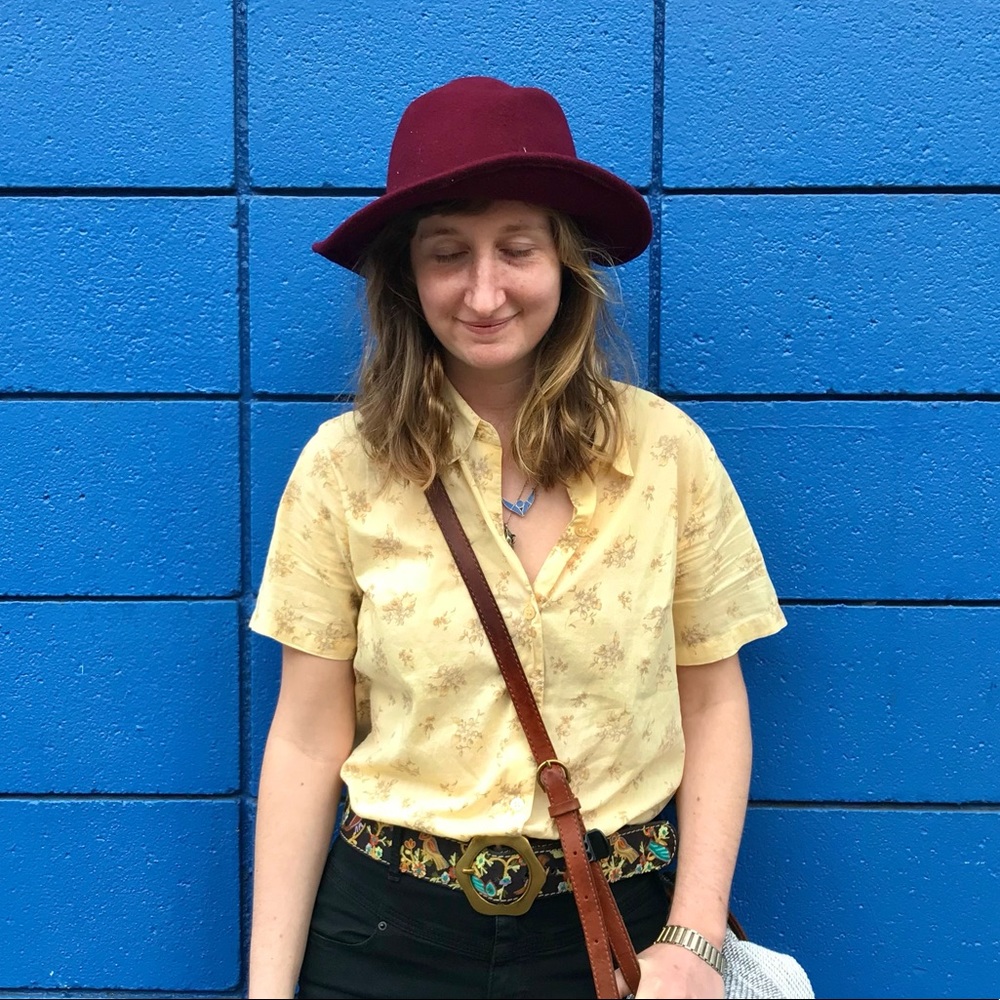 Burgundy Wide Brimmed Wool Felt Hat